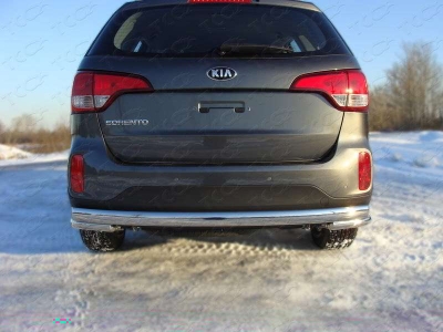 Защита заднего бампера овальная 75-42 мм ТСС для Kia Sorento 2012-2020
