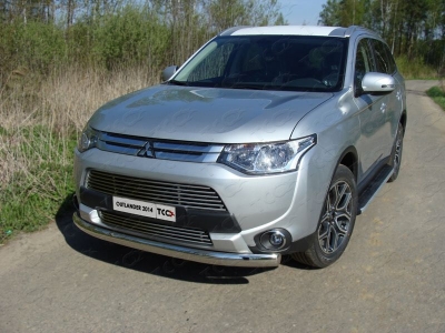 Накладка решётки радиатора нижняя 12 мм ТСС для Mitsubishi Outlander 2014-2015