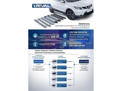 Пороги алюминиевые Rival Premium для Skoda Karoq 2020-2021