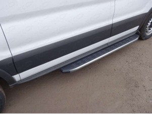 Порог алюминиевый ТСС с накладкой правый серый 1720 мм для Ford Transit № FORTRAN16-07GR