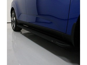 Пороги алюминиевые Slim Line Black для Kia Soul № KIASOUL19-15B