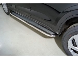 Пороги с площадкой (нерж. лист) 75х42 мм для Hyundai Creta II 2021 – н.в. HYUNCRE21-23