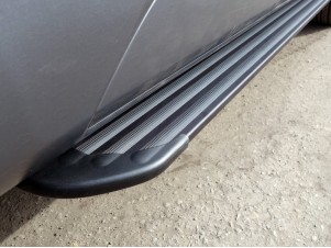 Пороги алюминиевые Slim Line Black для Lexus NX-200 № LEXNX20014-28B