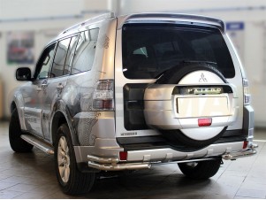 Защита задняя уголки двойные 60-43 мм для Mitsubishi Pajero 4 № MP 2