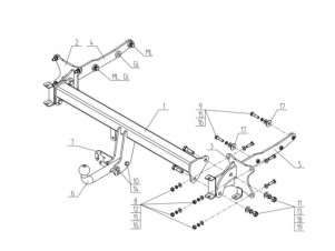 Фаркоп Avtos для Mercedes M-Class 2005-2012, 2012-2015, Mercedes GL-Class 2005-2012, 2012-2016, Mercedes GLS-Class 2016-2019, Mercedes GLE-Class 2015-2019 условно-съемное крепление шара №MB 07